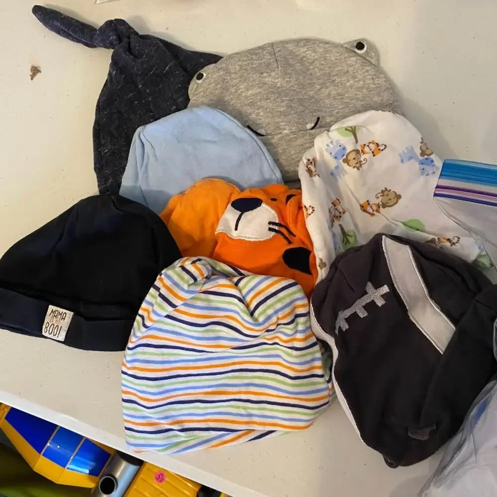 Baby Burp Rags, Bibs, Hats, and Leg Warmer Bundle